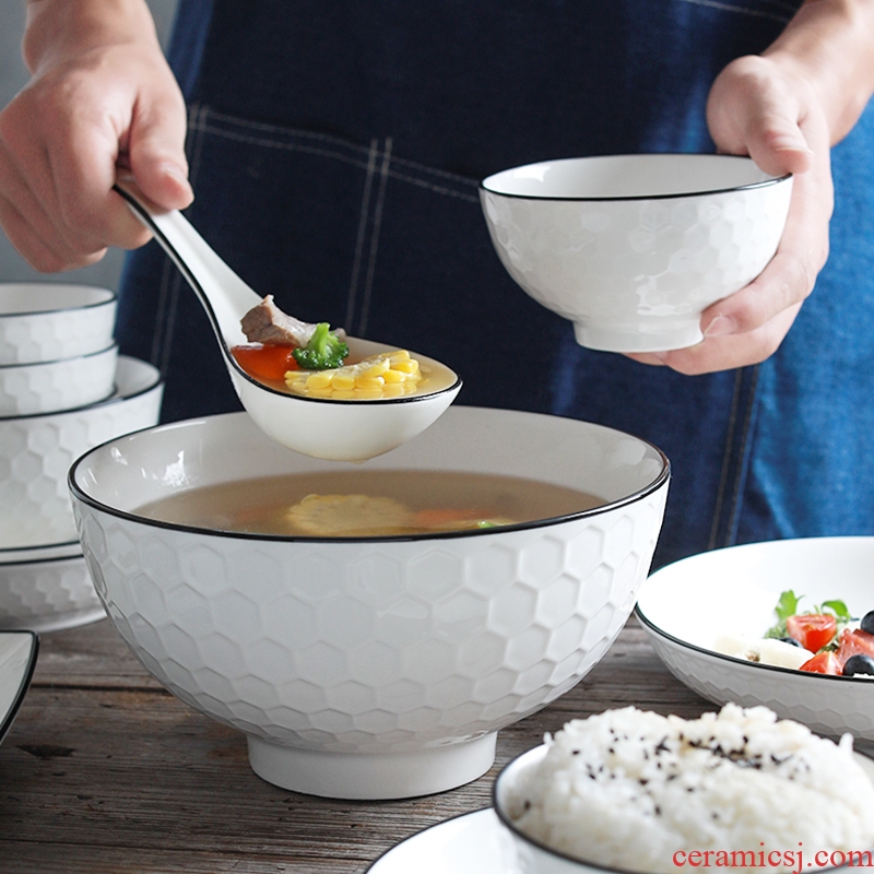 Ceramic dishes suit household 4-6 people eat bread and butter plate combination of jingdezhen porcelain bone 2 Japanese contracted tableware