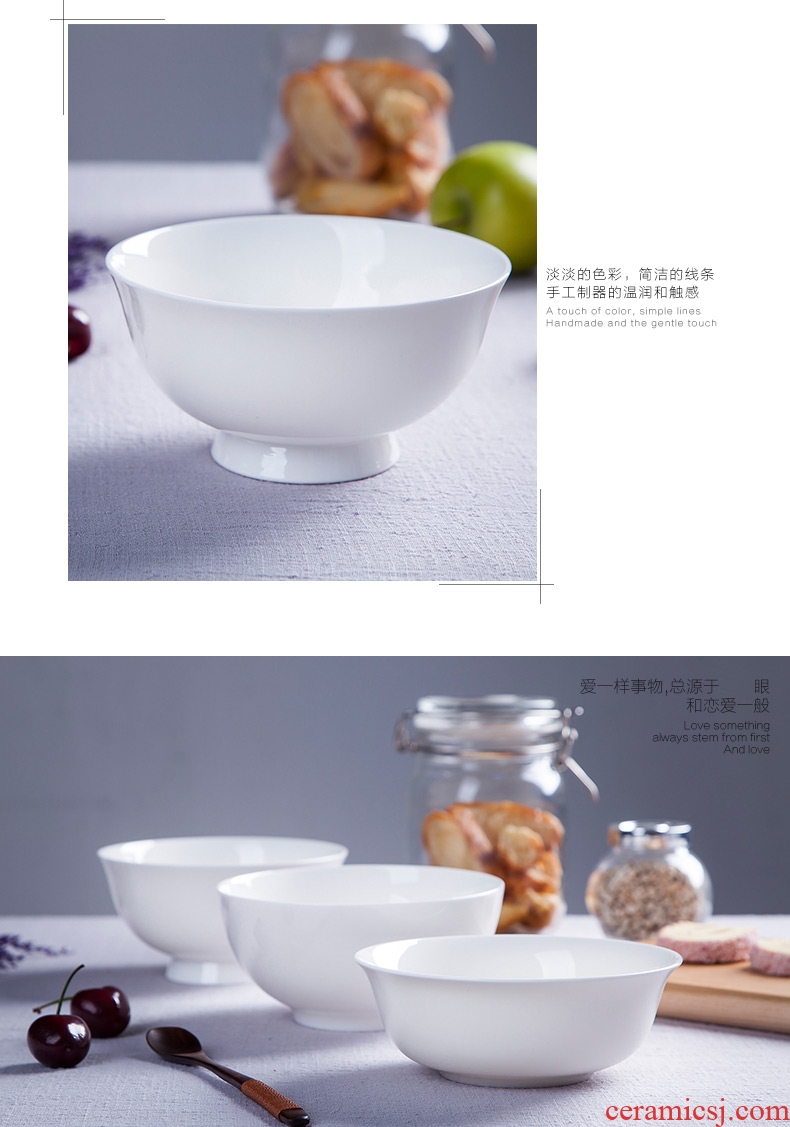 Jingdezhen pure lead-free bone porcelain ceramic bowl bowl bubble rainbow noodle bowl creative Chinese Korean six inches large bowl of tableware