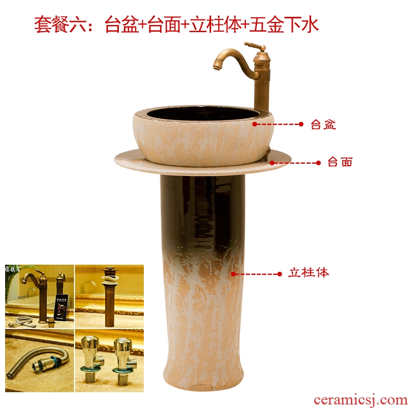 The balcony one-piece toilet ceramic basin basin bathroom lavatory basin that wash a face to wash your hands landing art on stage