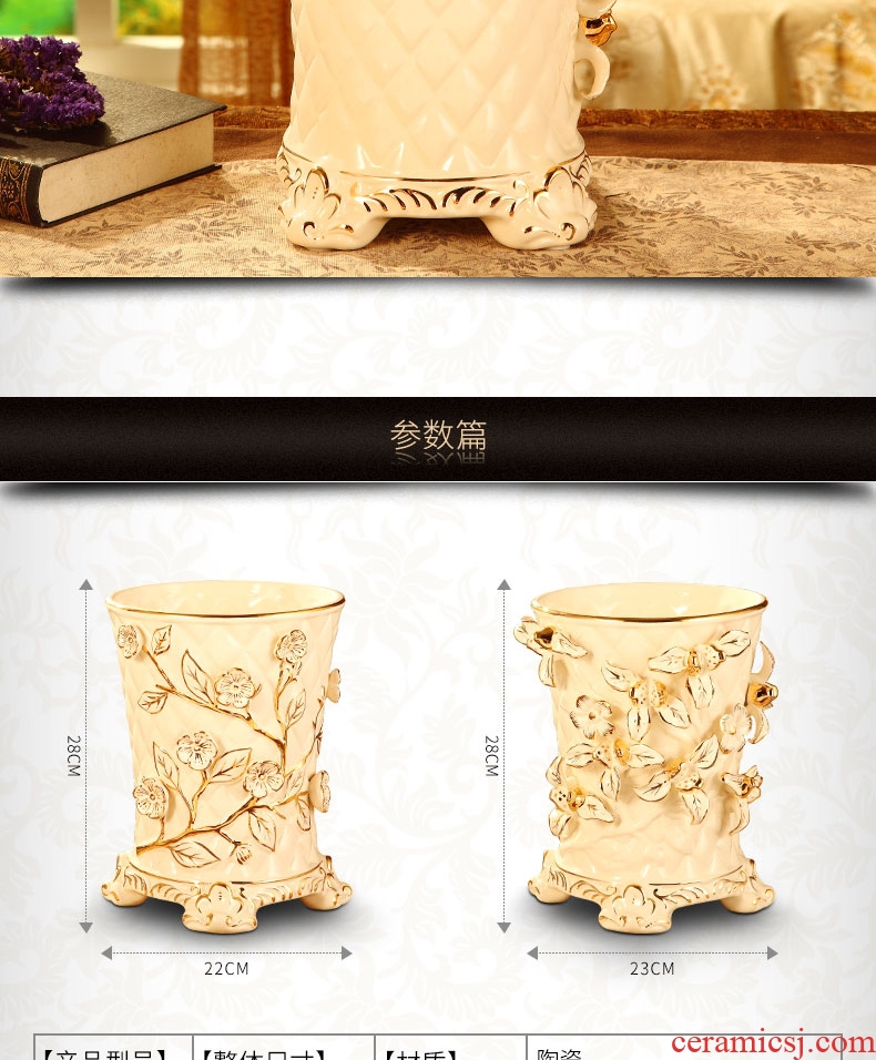 Vatican Sally's luxury european-style trash can creative home sitting room large-sized ceramic bin bedroom study toilet