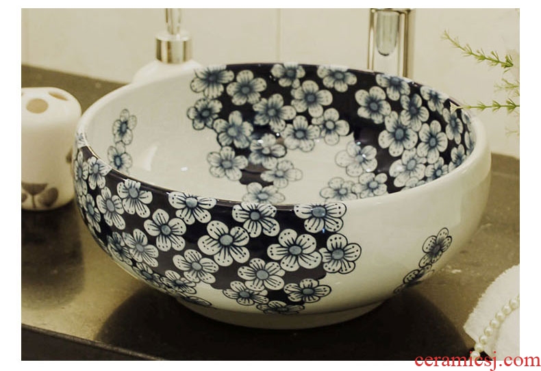 The rain spring basin of jingdezhen ceramic table circular art basin of Chinese style is contracted basin lavabo that defend bath lavatory