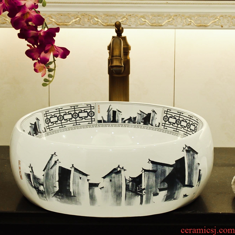 On the ceramic bowl round waist drum lavabo European art of the basin that wash a face basin basin bathroom sink