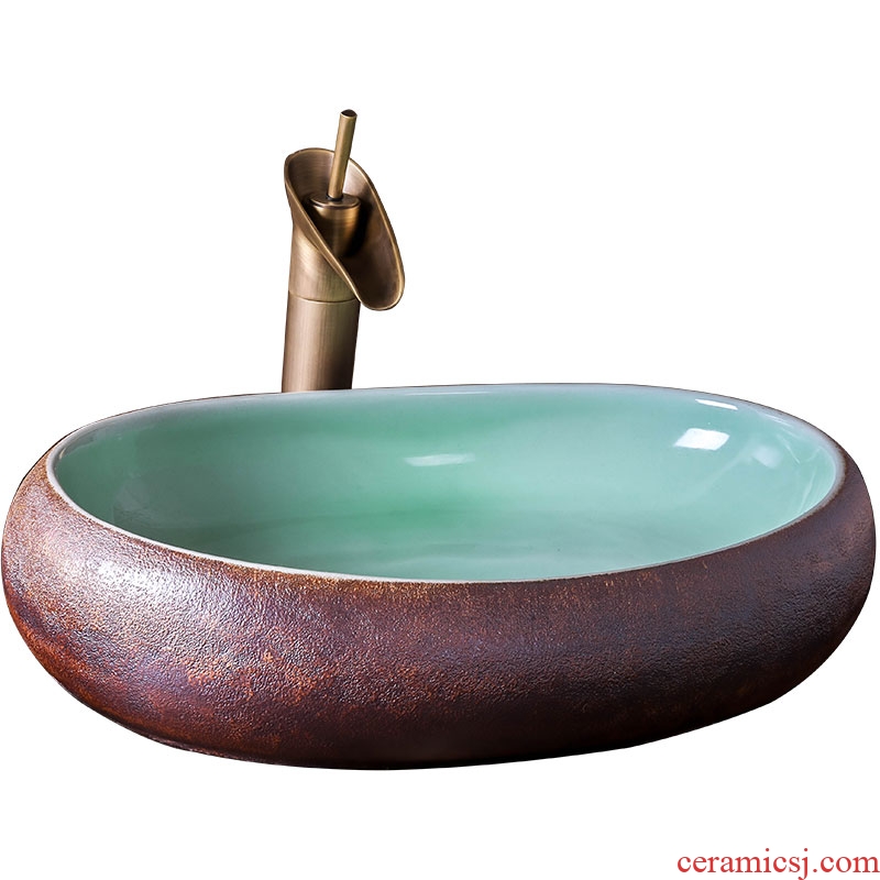 The stage basin of jingdezhen ceramic lavabo oval art hotel toilet lavatory Chinese style restoring ancient ways is individuality