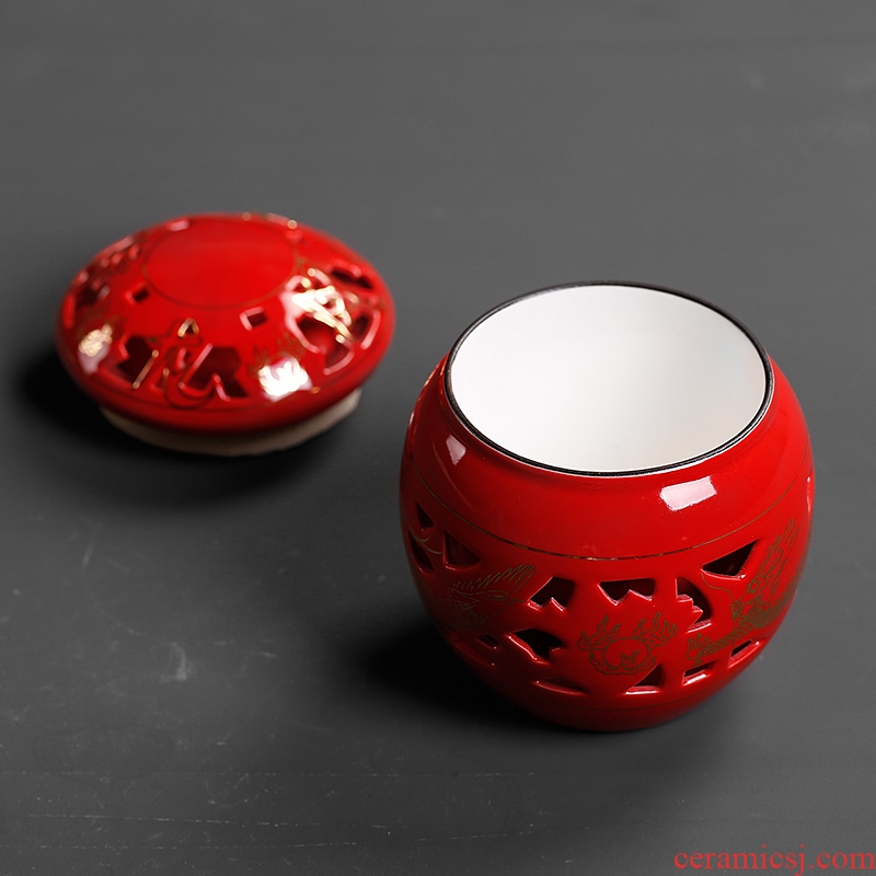 China red tea pot chrysanthemum patterns put POTS wedding wedding seal tank storage tank ceramic moistureproof