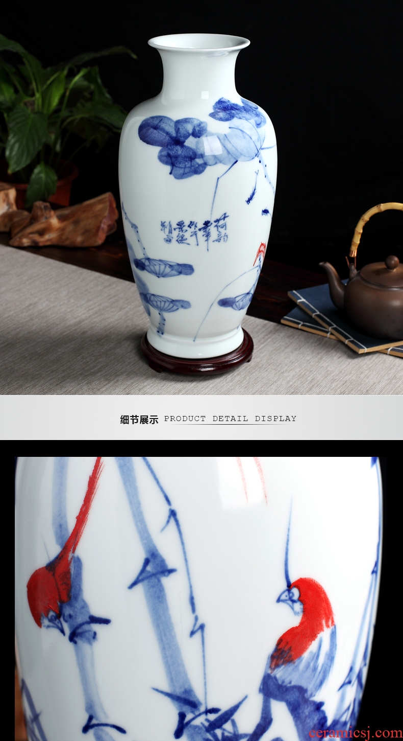 Jingdezhen handmade ceramic vase furnishing articles 041 hand-painted sitting room dry flower new Chinese style decoration decoration