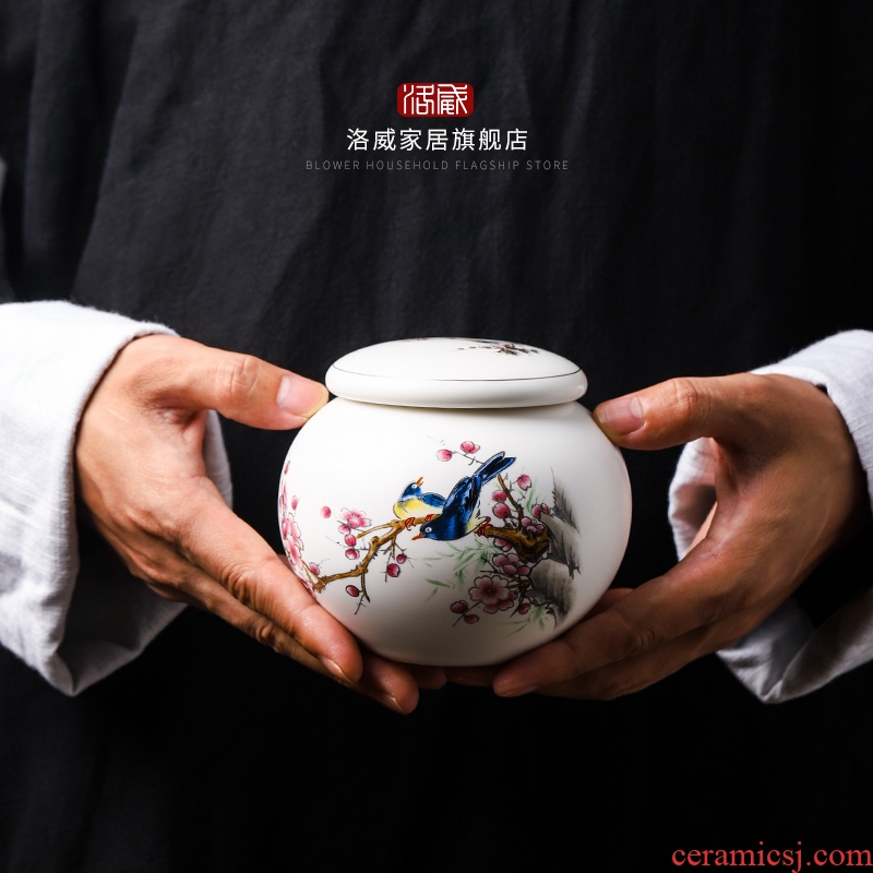 Large and medium size puer tea caddy ceramic POTS storage tanks seal round pot tea box jingdezhen travel box