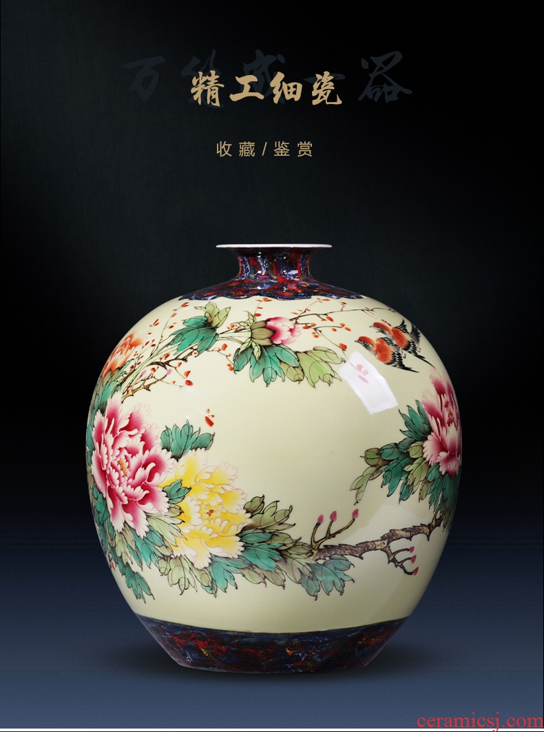 Jingdezhen ceramic vase furnishing articles famous fruits hand - drawn square of large vases, Chinese style household decoration - 601462663450