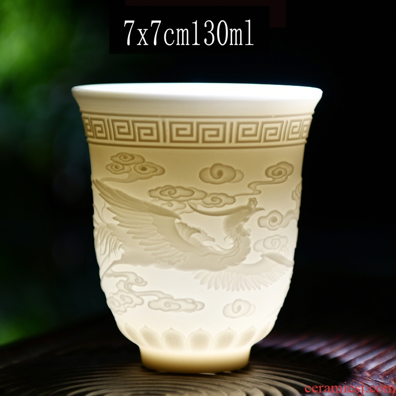 Leopard lam box heart sutra master cup a cup of tea light sample tea cup individual household only white porcelain of jingdezhen ceramic masters cup