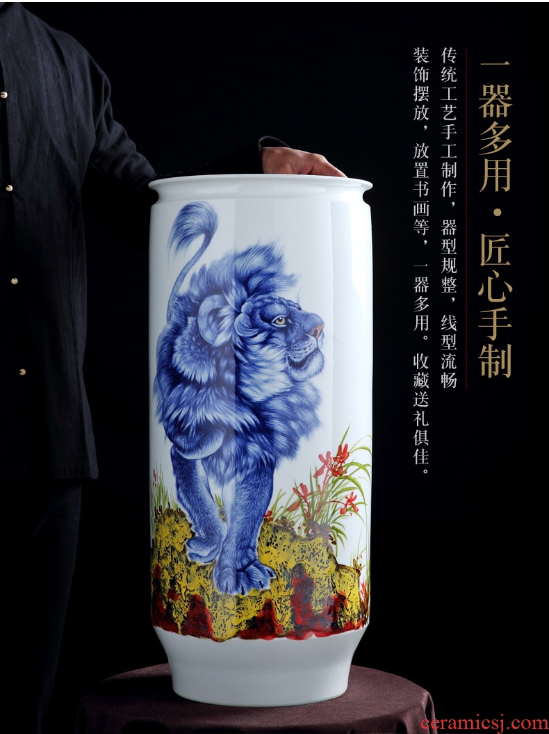 Hao statute of jingdezhen ceramic antique hand - made large blue and white porcelain vase furnishing articles rich ancient frame flower arrangement sitting room adornment - 598307796360