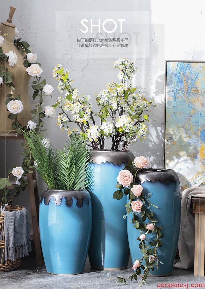 Jingdezhen Chinese style restoring ancient ways is the sitting room of large vase do old coarse pottery flower arranging flower art home furnishing articles ceramic vase - 570150374720