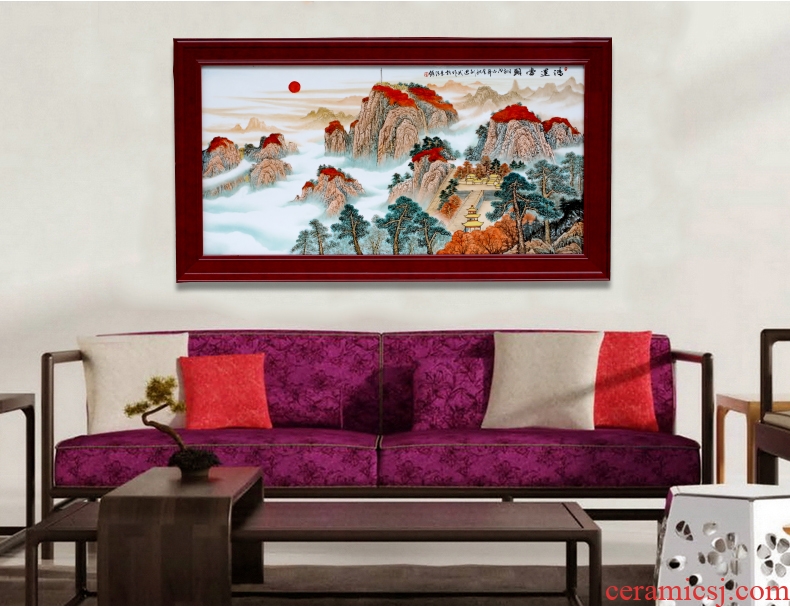 Porch light decoration key-2 luxury sitting room of Chinese style corridor murals jingdezhen hand - made porcelain plate painting hangs a picture hanging screen Porch