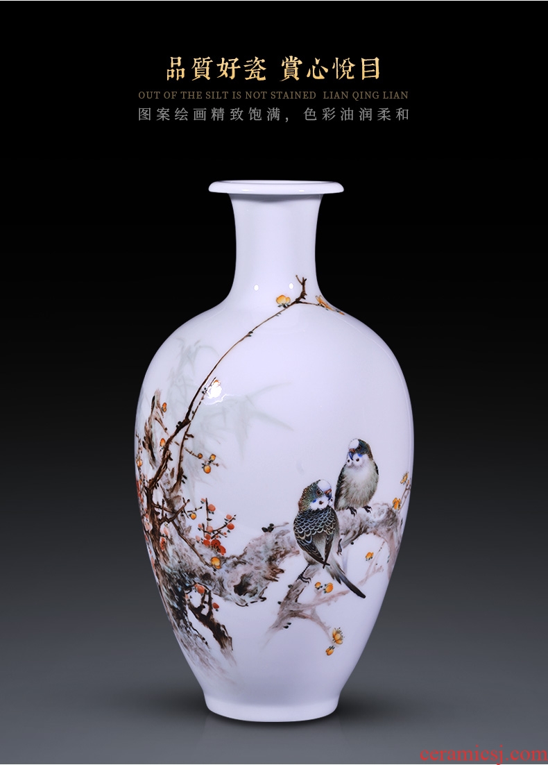 Jingdezhen ceramic painting birds and flowers in the vase household decorates sitting room rich ancient frame study collect furniture furnishing articles