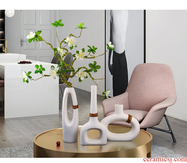 I and contracted ceramic flower vase continental creative living room white dried flowers, American home furnishing articles