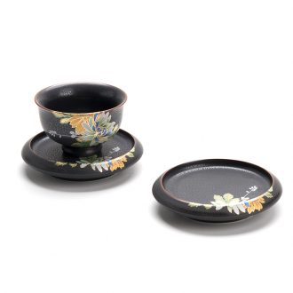 Ceramic cup mat kung fu tea accessories Japanese household up cup mat tea taking on creative flower as saucer single pad