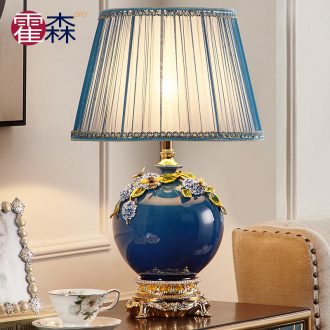 European - style key-2 luxury sitting room colored enamel lamp American pastoral bedroom berth lamp of new Chinese style household sweet ceramics