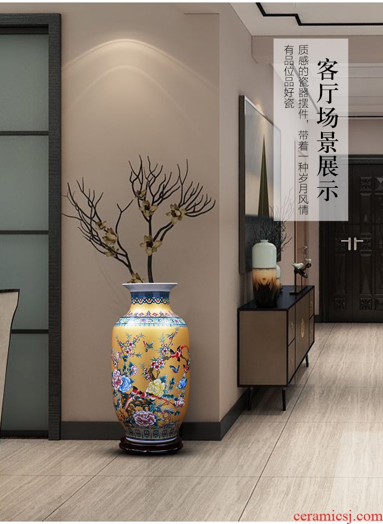 Jingdezhen ceramics of large vases, large crystal glaze peony hotel villa sitting room adornment is placed - 598850284935