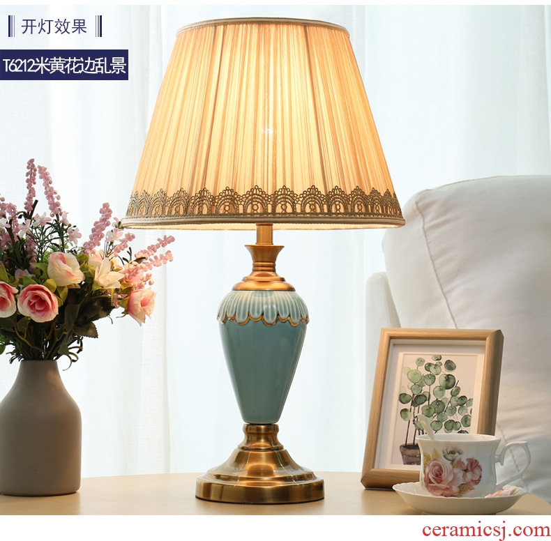 American ceramic desk lamp sweet American contracted and I sitting room of bedroom the head of a bed the study move remote wedding decoration