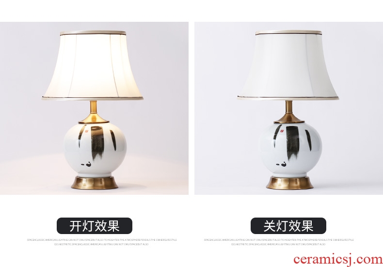 New Chinese style bedroom berth lamp of the blue and white porcelain ceramic classical zen restoring ancient ways to decorate the sitting room sofa tea table lamp