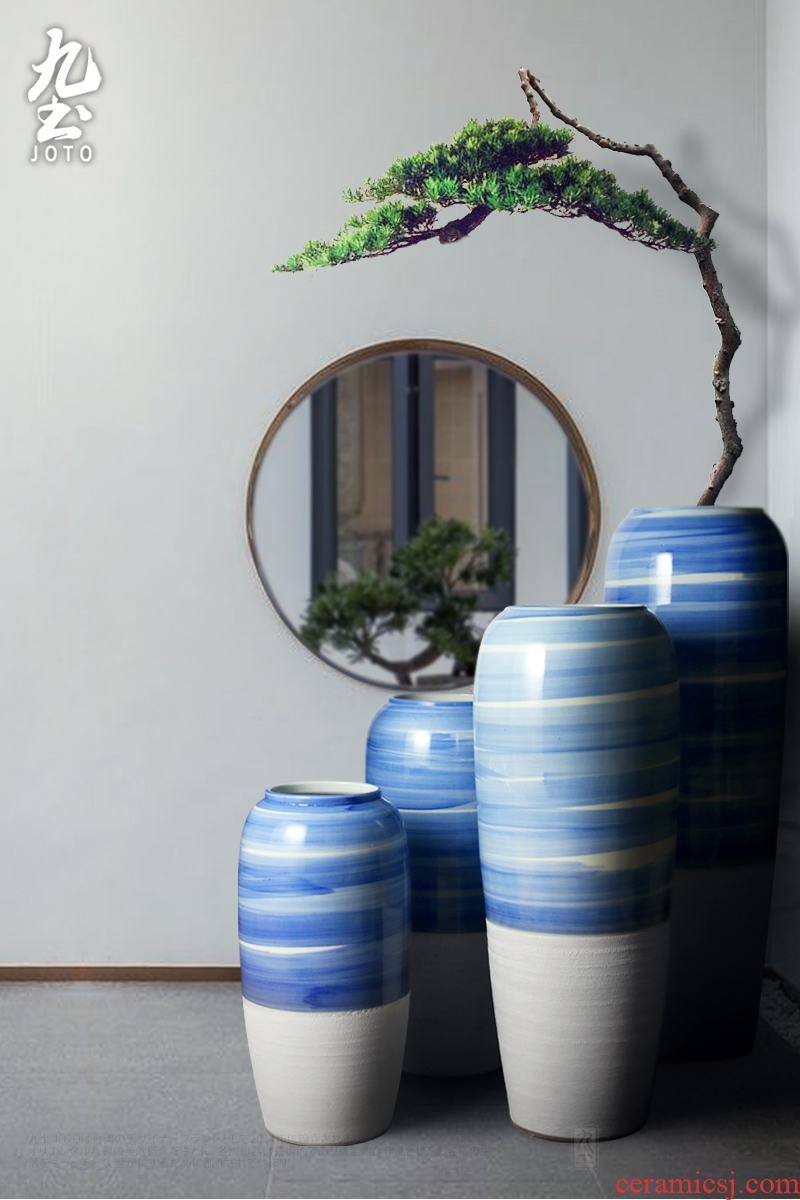 Jingdezhen blue and white porcelain ceramic vase large three - piece suit of new Chinese style furnishing articles wine accessories flower arrangement sitting room - 583154355335