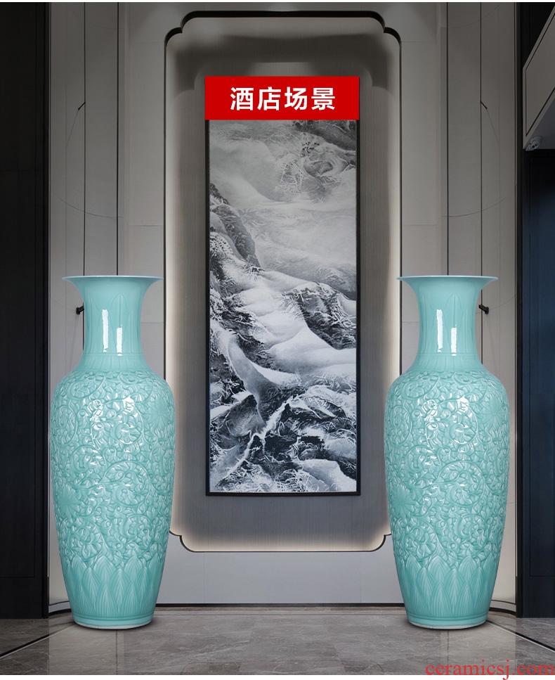 Contracted and I jingdezhen ceramic dry flower of large vase restoring ancient ways furnishing articles sitting room flower arranging flowers, checking pottery - 604319906431