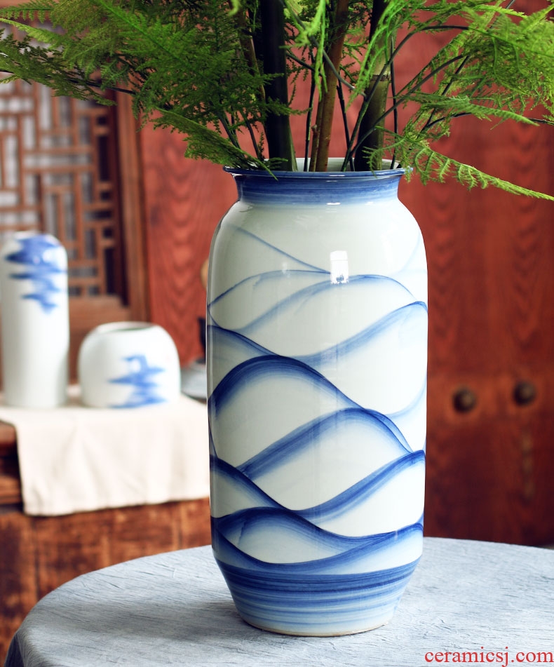Restoring ancient ways of jingdezhen ceramic furnishing articles sitting room be born creative coarse pottery big vase crafts new Chinese style is contracted flower arrangement - 593233394343