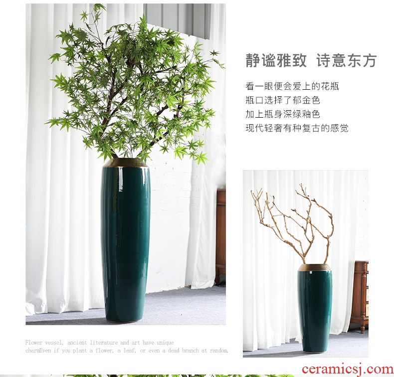 Ground vase large white living room the dried flower art I household coarse pottery Chinese ceramic POTS villa furnishing articles - 597903530128