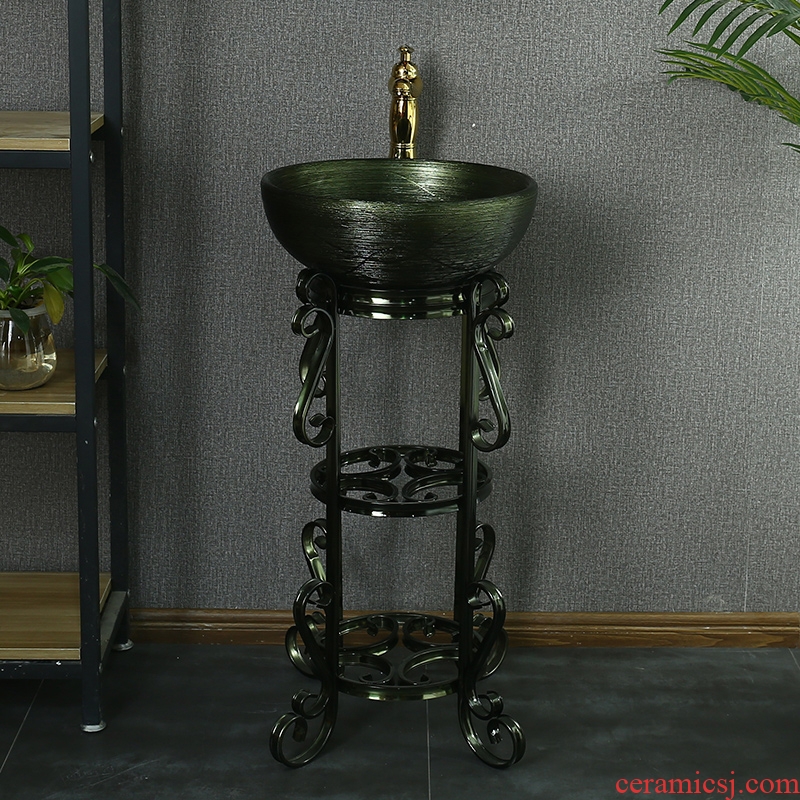 Ceramic glaze pillar pillar type lavatory basin art sink one floor type basin pillar type basin