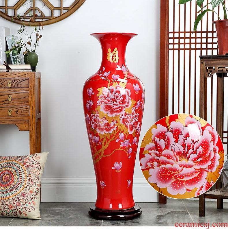Jingdezhen ceramic I and contracted sitting room porch ground vase large light to heavy key-2 luxury high dry flower arranging flowers furnishing articles - 579150106060