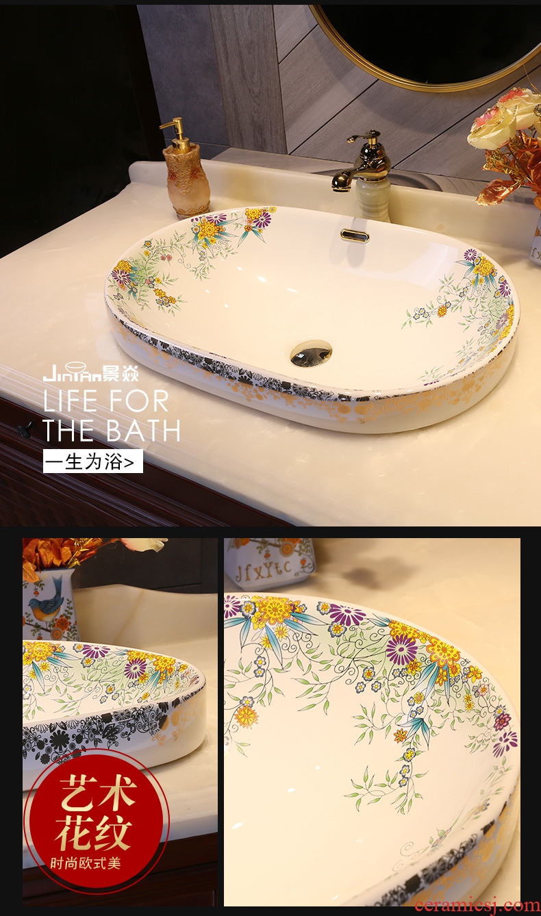 JingYan colorful garden art taichung basin half embedded ceramic sinks and hanging on the stage basin sink basin