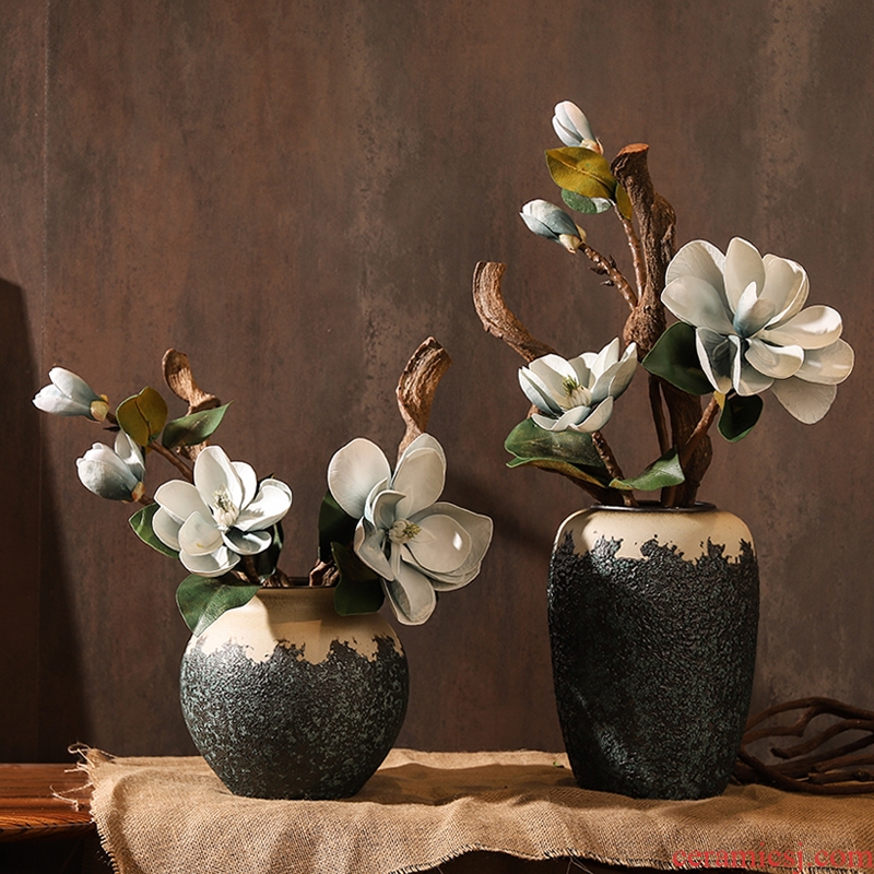 Chinese style restoring ancient ways is coarse ceramic club hotel furnishing articles sitting room window flower arrangement of large vase yulan flower POTS