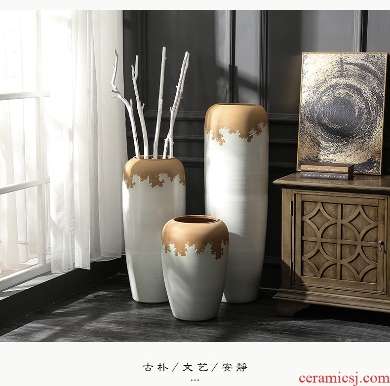 Ceramic vases, flower arrangement sitting room place I and contracted to restore ancient ways the dried ou landing big flowerpot jingdezhen porcelain - 575695039910