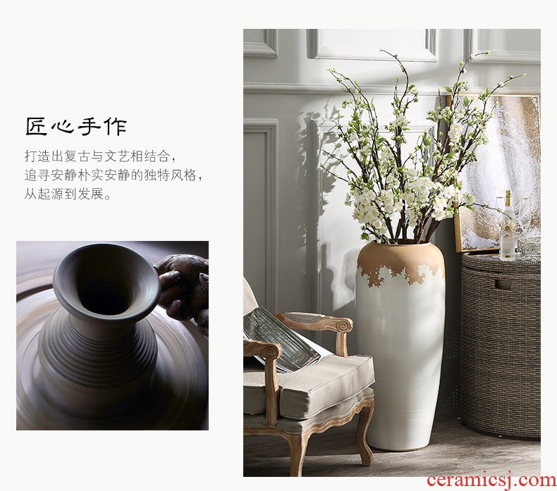 Jingdezhen pastel large vases, pottery and porcelain of modern fashionable sitting room ground flower European household adornment furnishing articles - 575695039910