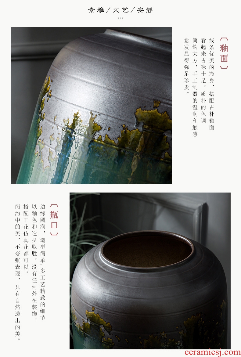 European furnishing articles vase household ceramic wine sitting room of large vase creative China large Roman column planter - 579344035691