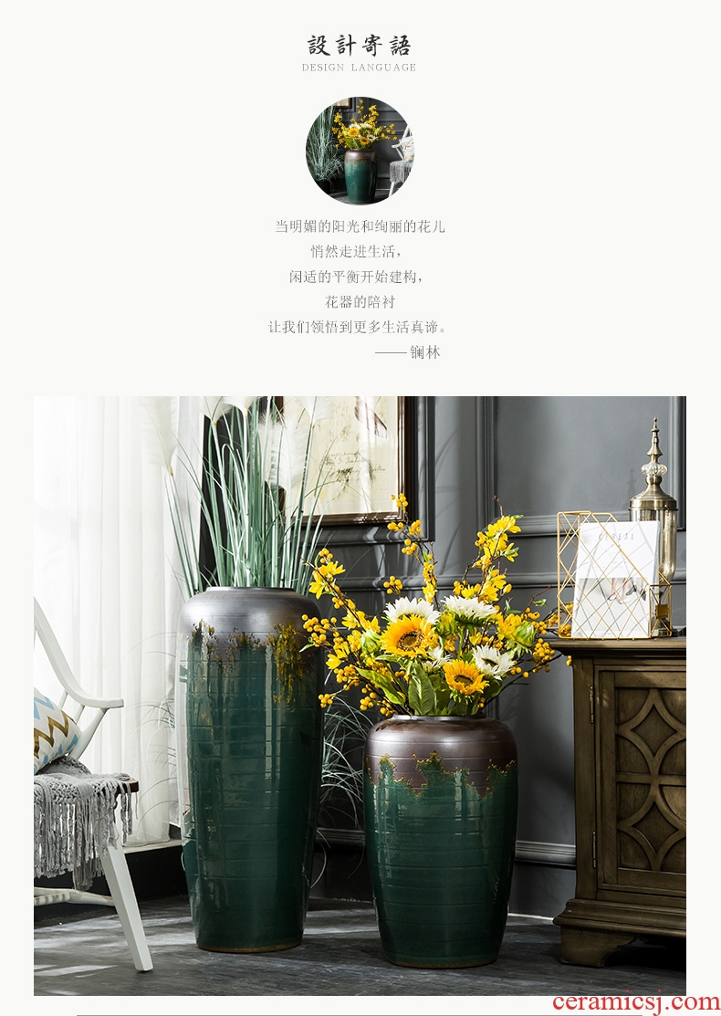 Jingdezhen Chinese style restoring ancient ways is the sitting room of large vase do old coarse pottery flower arranging flower art home furnishing articles ceramic vase - 579344035691