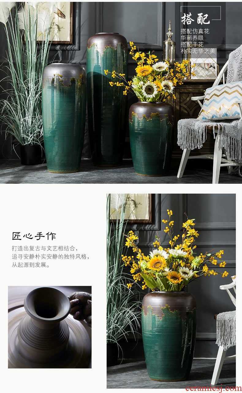 Nordic breeze ground ceramic vase planting dry flower is placed contracted and I sitting room flower arranging flowers large household decoration - 579344035691