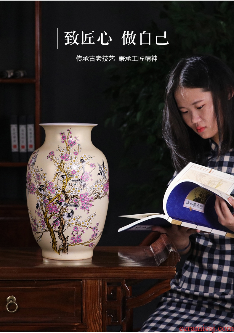Jingdezhen ceramic vase furnishing articles famous fruits hand - drawn square of large vases, Chinese style household decoration - 42155239218