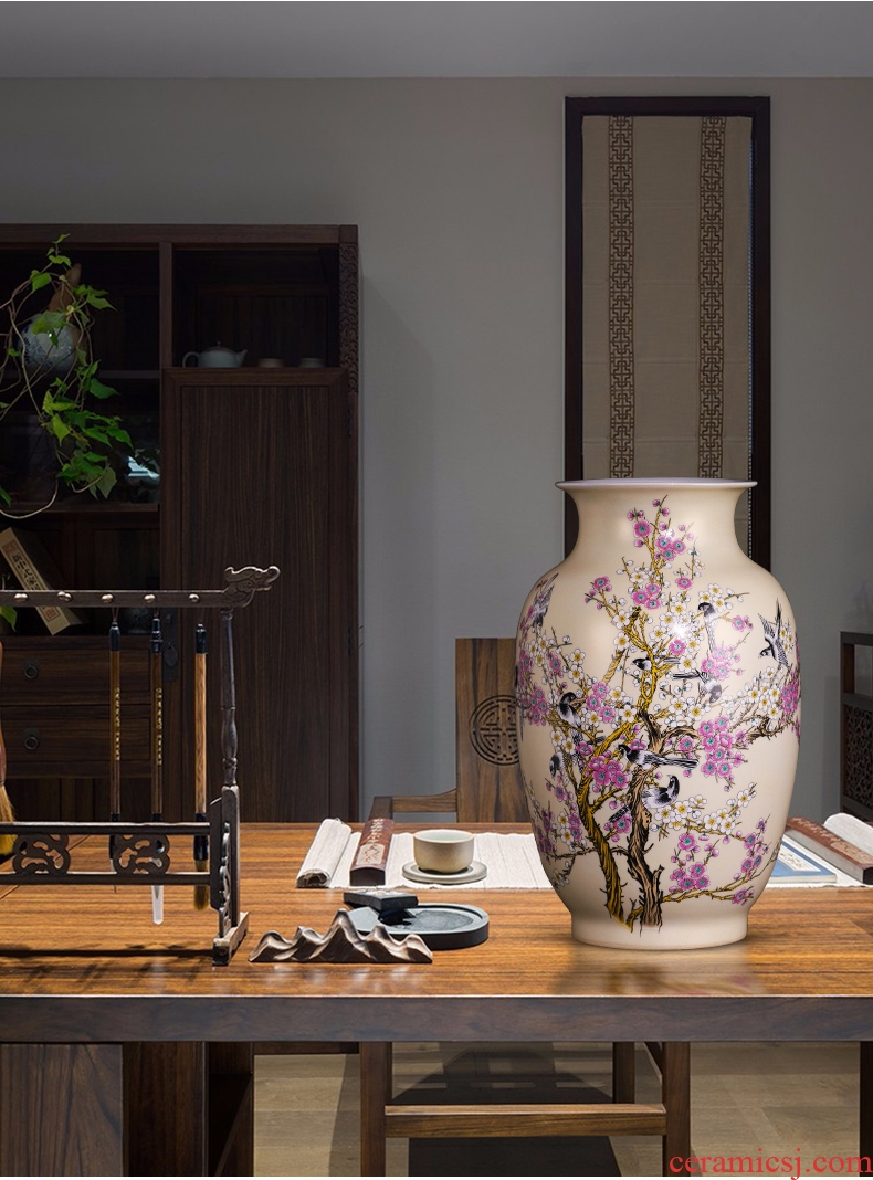 Jingdezhen ceramics archaize crack jun porcelain glaze white borneol big vase modern living room furniture decoration pieces - 42155239218