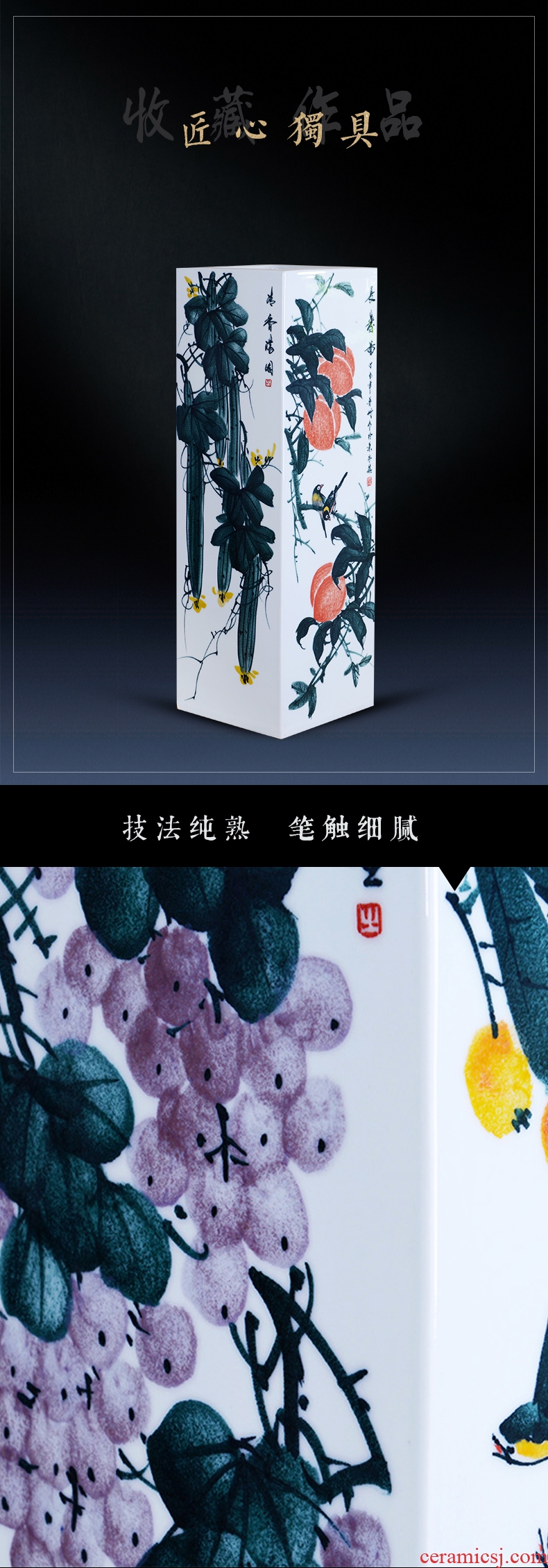 Jingdezhen ceramics red bottle gourd vases large new living room TV cabinet decoration of Chinese style household furnishing articles - 559951106478