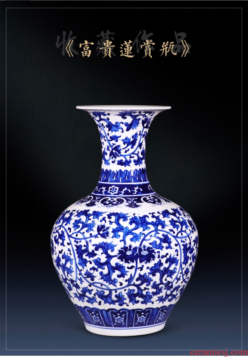 Jingdezhen ceramics furnishing articles flower arranging hand - made archaize sitting room of large blue and white porcelain vase Chinese style household decoration - 558600363876