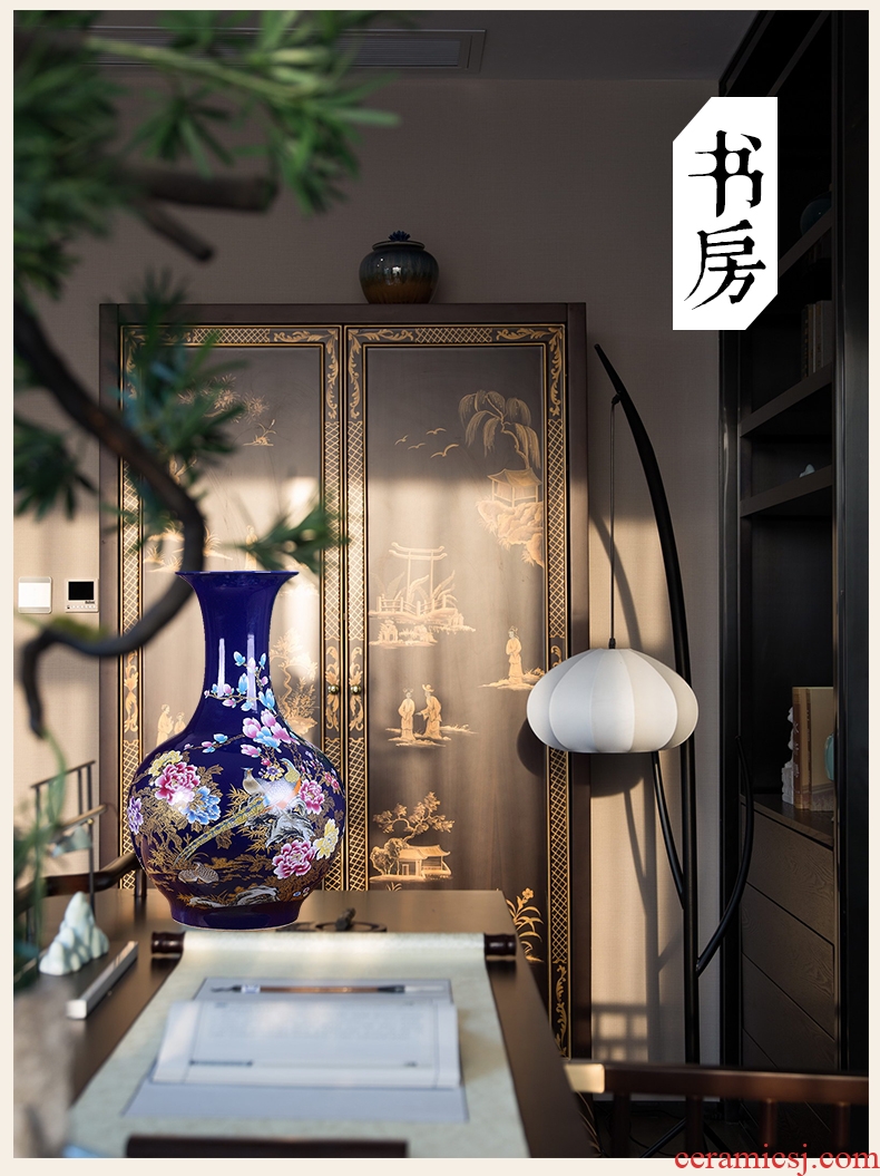 Jingdezhen ceramics vase hand - made antique blue and white porcelain large flower arrangement sitting room adornment of Chinese style household furnishing articles - 41947486895
