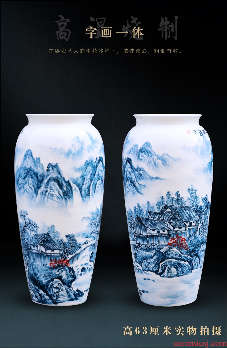 Jingdezhen ceramics of large vase furnishing articles China red flowers prosperous modern Chinese style living room decorations - 569010155934