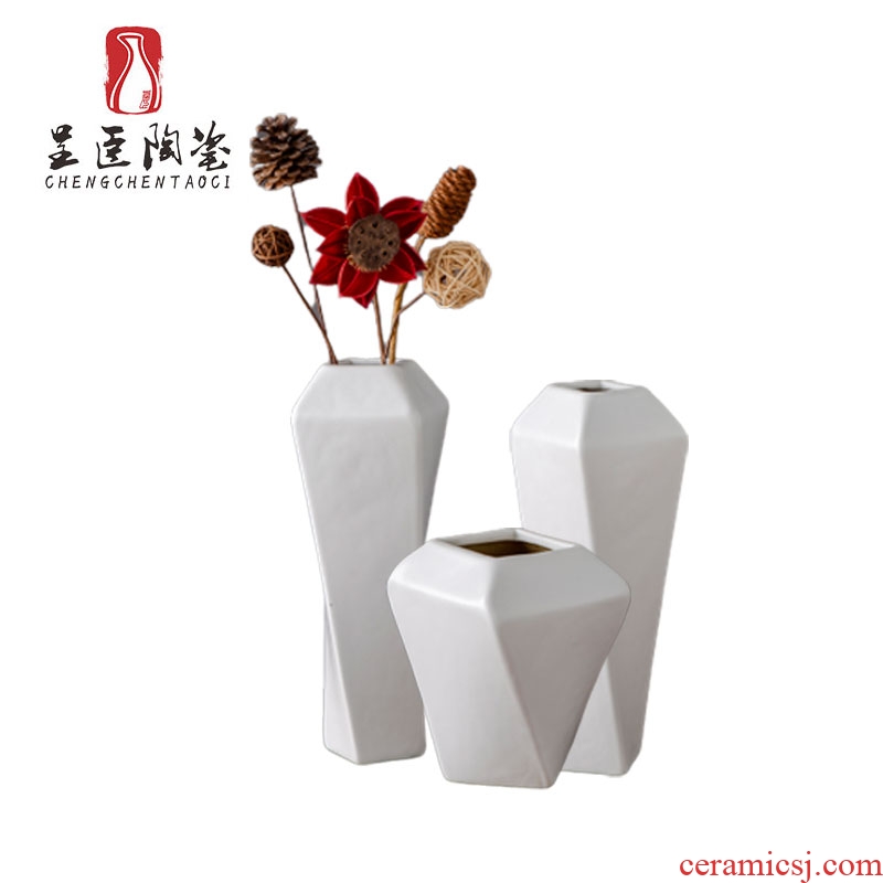 Jingdezhen contracted ceramic vases, black flower arranging furnishing articles of I sitting room zen white decorative dried flower vase