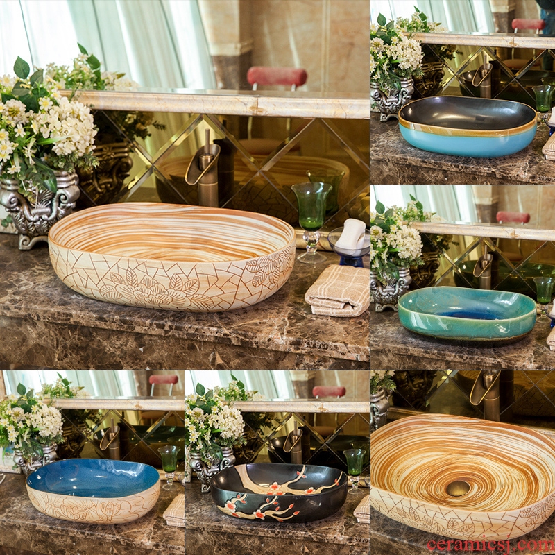 The sink ceramic art basin of continental basin stage basin of restoring ancient ways round for wash basin basin bathroom basin