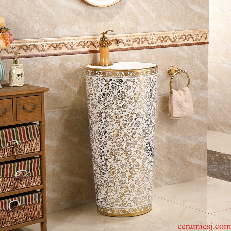 Ou basin one - piece lavabo ceramic golden column pillar floor lavatory basin hotel and trip in