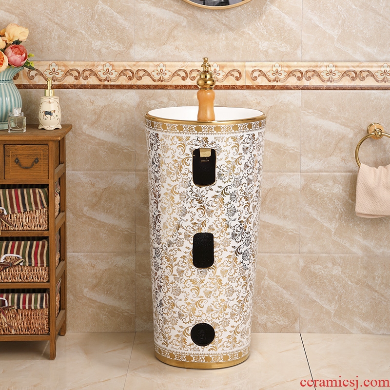 Ou basin one - piece lavabo ceramic golden column pillar floor lavatory basin hotel and trip in