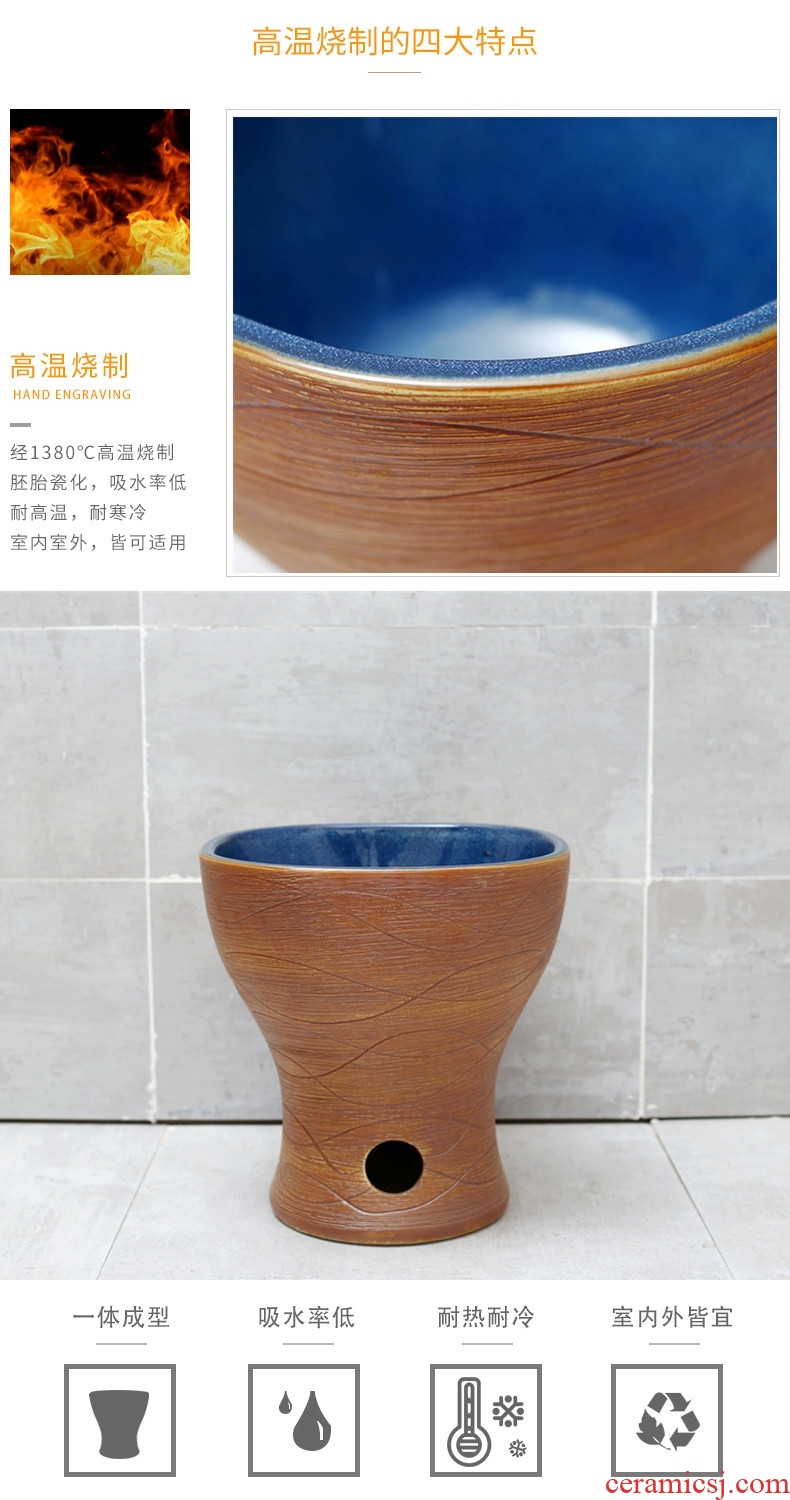 Chinese style restoring ancient ways ceramic mop pool balcony to sweep the floor mop pool toilet basin outdoor square mop outside groove