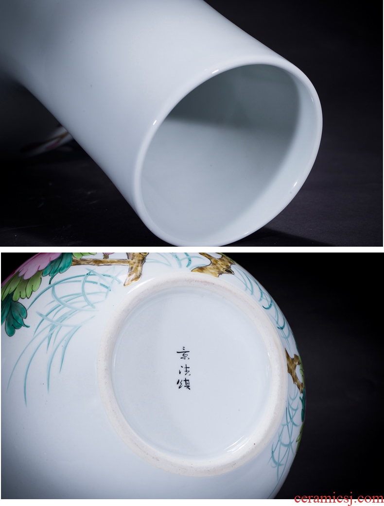 Jingdezhen famous master hand made lotus ceramics vase furnishing articles of new Chinese style decorates porch sitting room big furnishing articles