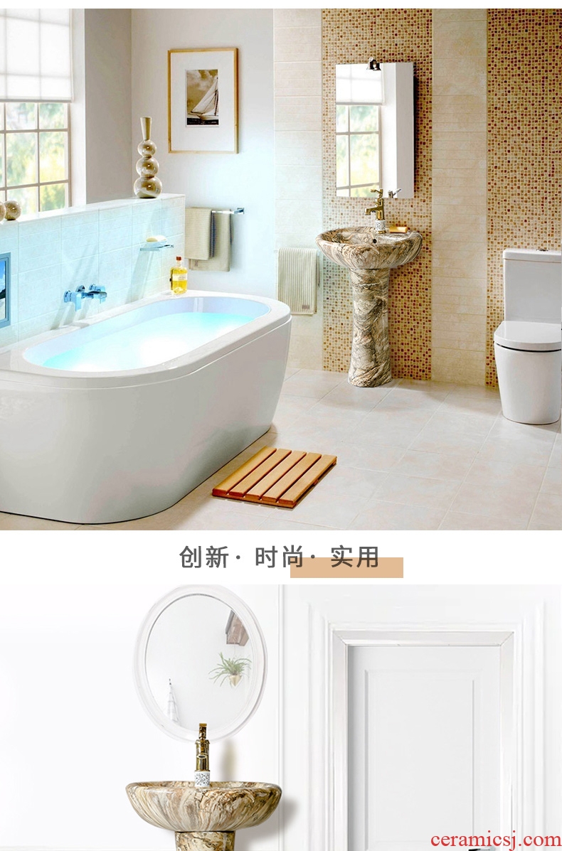 Ceramic washbasin marble columns basin vertical household balcony toilet lavabo xian ground contracted small family