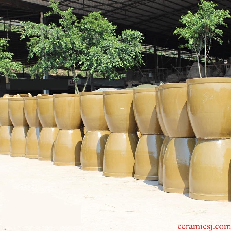 Ceramic large household fish tank yard fermentation cylinder barrel water lily lotus pickles JiangGang old kitchen