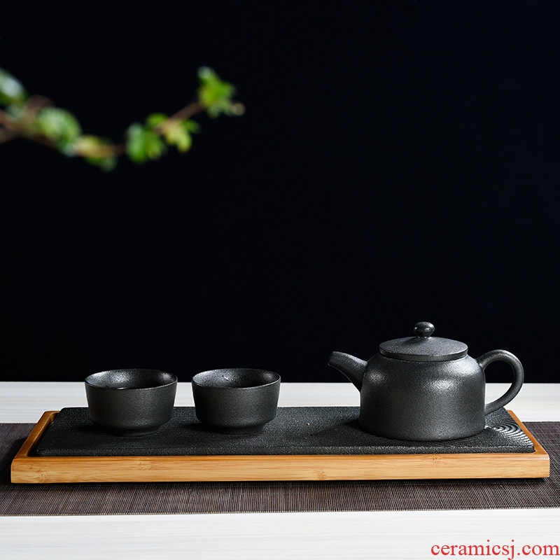 Beauty cabinet household contracted rectangle saucer plate Japanese ceramic tea tray tea sea kung fu tea tea table dry foam plate